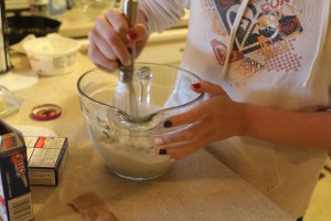 Beat with a wire whisk 2 minutes or until well blended (Mixture will be thick).