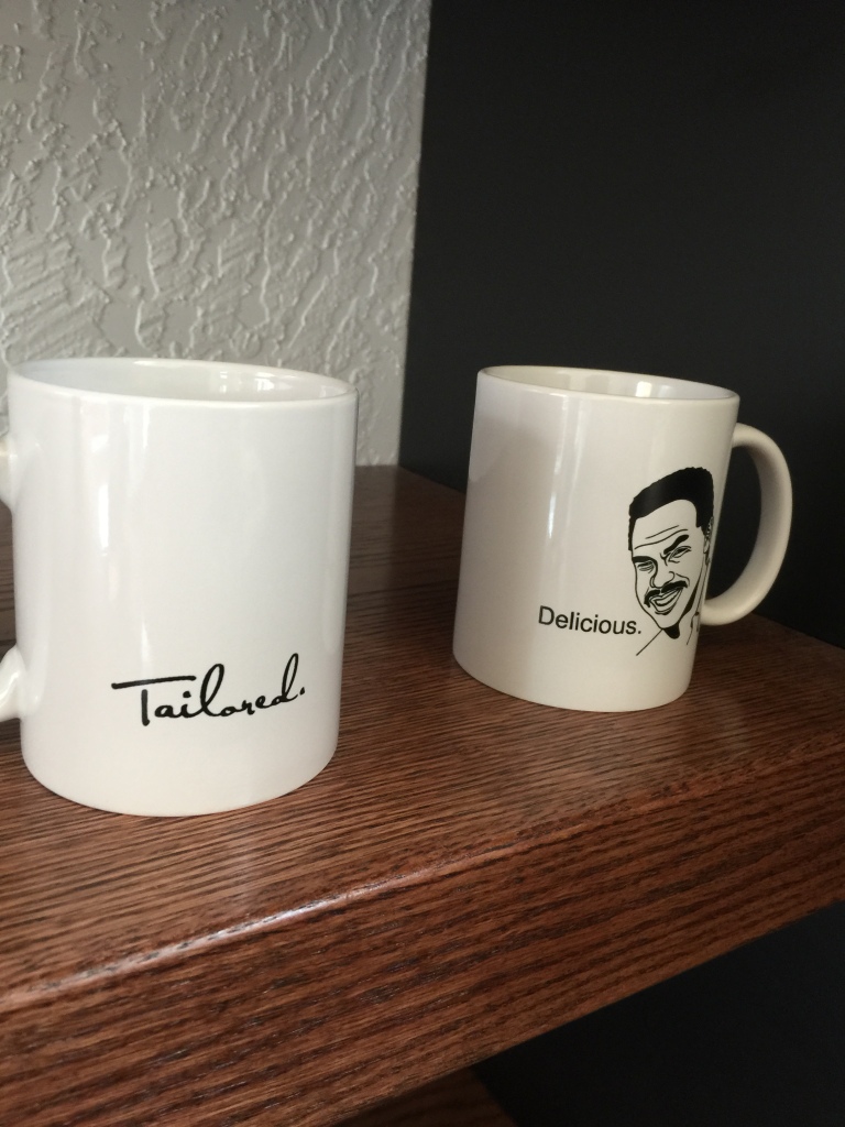 There are coffee cups available for purchase.