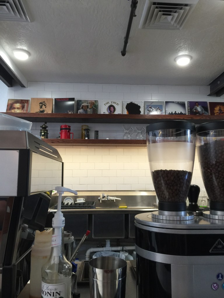 Also, several vinyl record covers decorated the wall. I even saw one from The Roots (those who watch "The Tonight Show with Jimmy Fallon" will know who they are. There was a lot of peppy music playing over the stereo too.