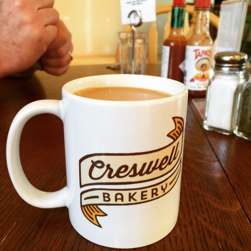 These coffee cups can be purchased for $10 at the Bakery